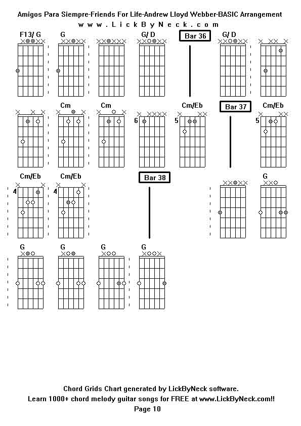 Chord Grids Chart of chord melody fingerstyle guitar song-Amigos Para Siempre-Friends For Life-Andrew Lloyd Webber-BASIC Arrangement,generated by LickByNeck software.